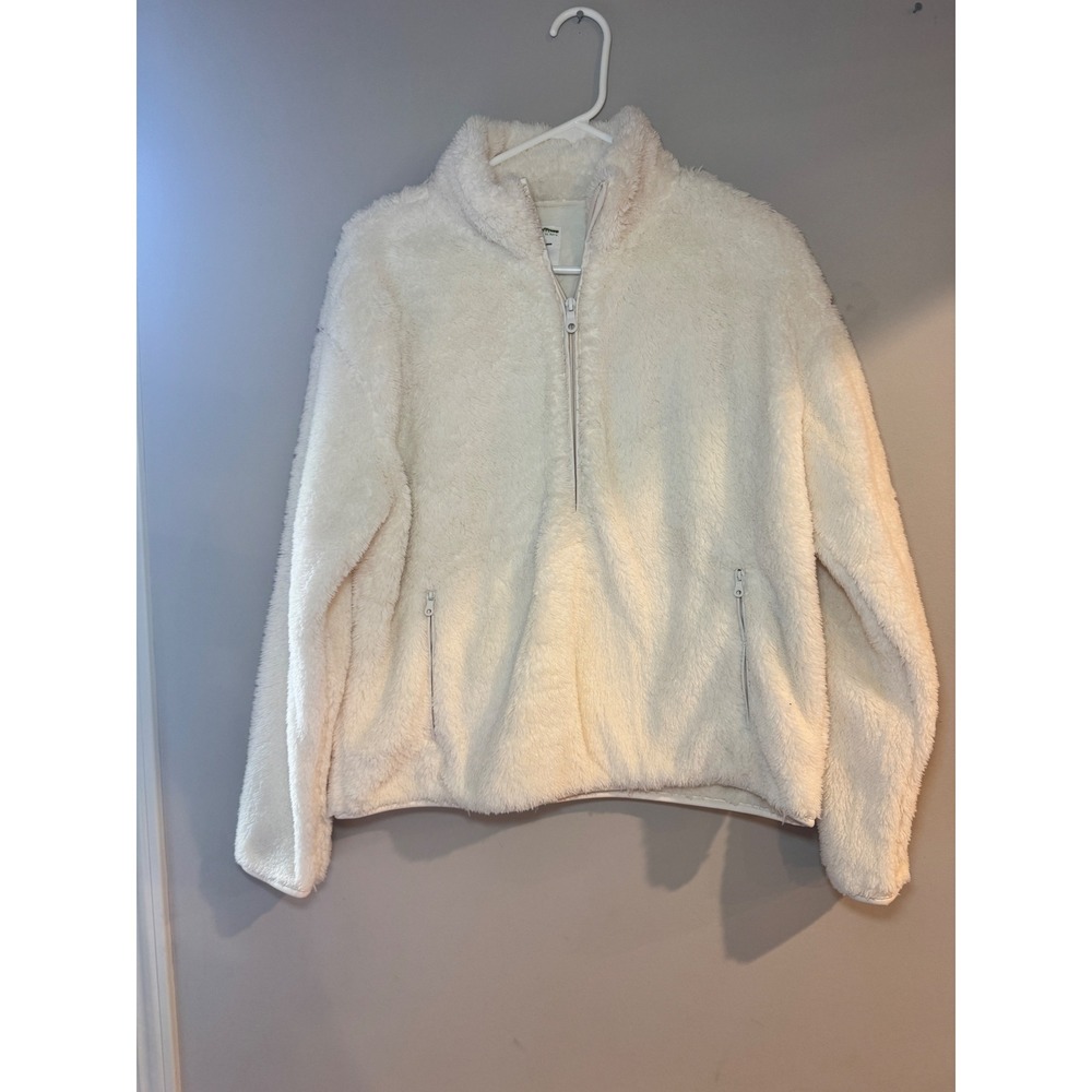 Offline by Aerie Cream High Pile Fleece Quarter Zip Pullover Jacket Small